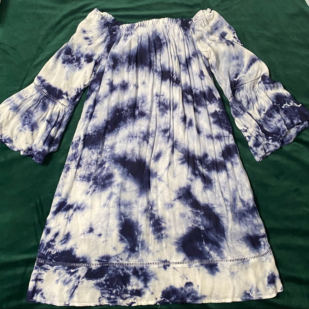 Boho off the shoulder dress with 3/4 bell sleeves